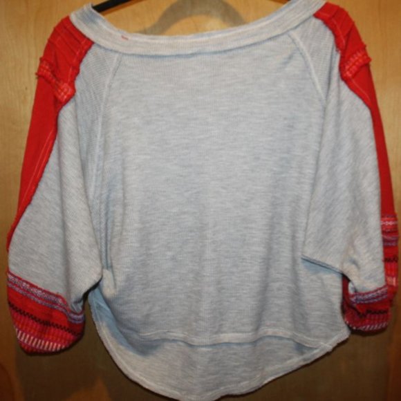 FREE PEOPLE EMBROIDERED SLOUCHY BUBBLE SLEEVE SHIRT Size S - Picture 5 of 5